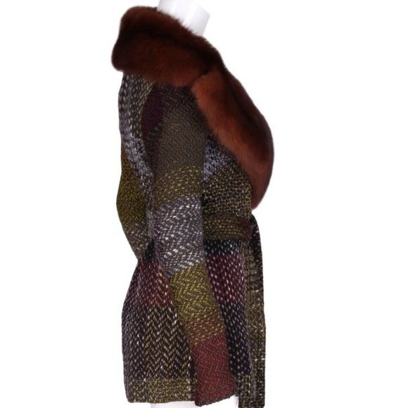 DOLCE & GABBANA Woven Wool and Fox Fur Collar Coat - Picture 3 of 10